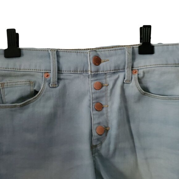 Universal Thread High Rise Midi Denim Shorts Size 8/29 Button Fly Stretch Jean - Picture 3 of 7